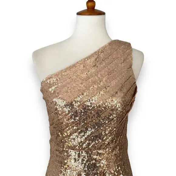 kate kasin rose gold dress Kate Kasin Rose Gold Sequin Maxi Gown Dress NWT